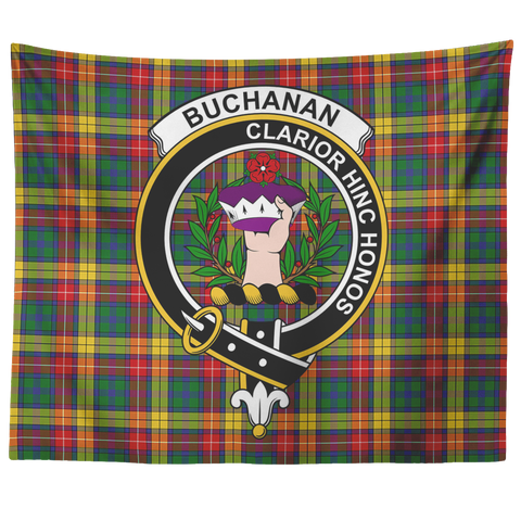 Image of Wall Tapestry Buchanan Tartan Clan Badge Scottish