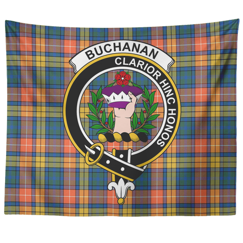 Image of Wall Tapestry Buchanan Ancient Tartan Clan Badge Scottish