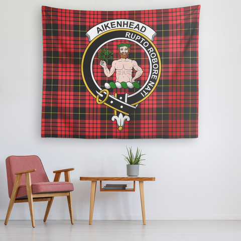 Image of Wall Tapestry Aikenhead Tartan Clan Badge Scottish - shirtskishirt