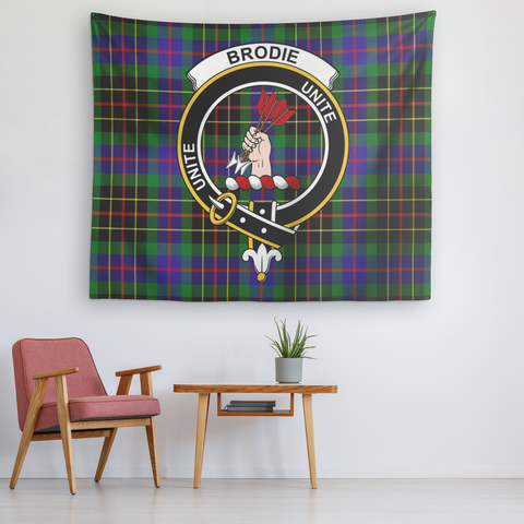 Image of Wall Tapestry Brodie Hunting Tartan Clan Badge Scottish