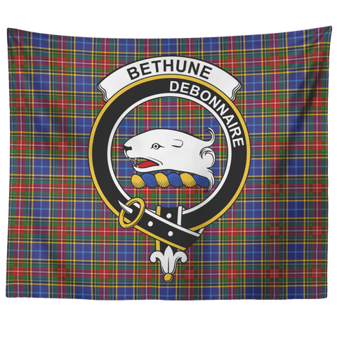 Image of Wall Tapestry Bethune Tartan Clan Badge Scottish - shirtskishirt