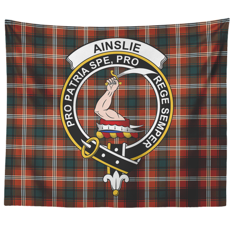 Image of Wall Tapestry Ainslie Tartan Clan Badge Scottish - shirtskishirt