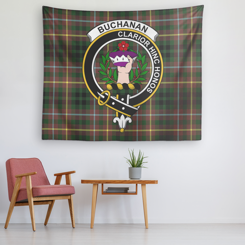 Image of Wall Tapestry Buchanan Hunting Tartan Clan Badge Scottish