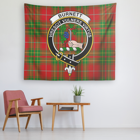 Image of Wall Tapestry Burnett Ancient Tartan Clan Badge Scottish