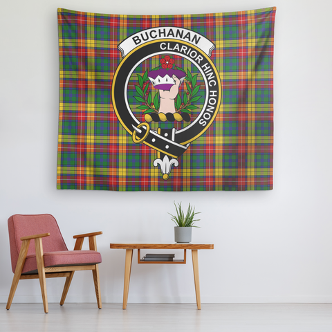 Image of Wall Tapestry Buchanan Tartan Clan Badge Scottish