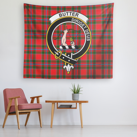 Image of Wall Tapestry Butter Tartan Clan Badge Scottish