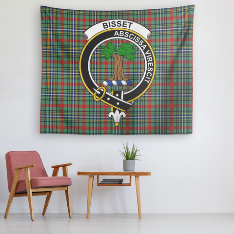 Image of Wall Tapestry Bisset Tartan Clan Badge Scottish - shirtskishirt