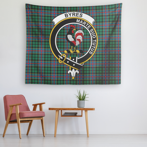 Image of Wall Tapestry Byres Tartan Clan Badge Scottish